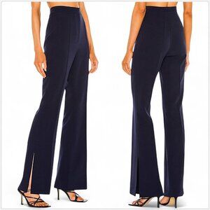 Valentina Shah Italy Navy Blue Cloe Pants Side Seam Slit High Waist NEW NWOT 6